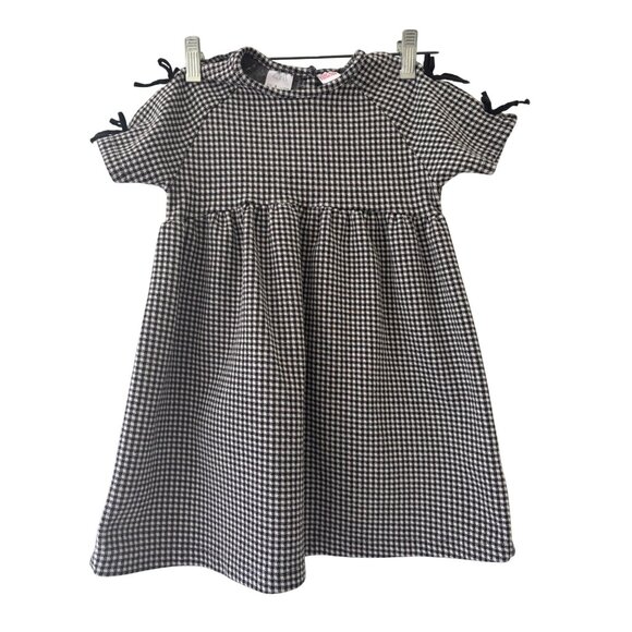 Zara Black White Houndstooth Jacquard Short Sleeve Dress 5 Years - Picture 2 of 12